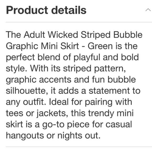 NWT Wicked Stripped Skirt Size Medium - Picture 4 of 8